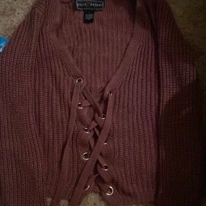 Lace up sweater cardigan